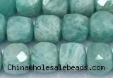 CCU1277 15 inches 6mm - 7mm faceted cube amazonite beads