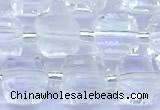 CCU1300 15 inches 9mm - 10mm faceted cube white crystal beads