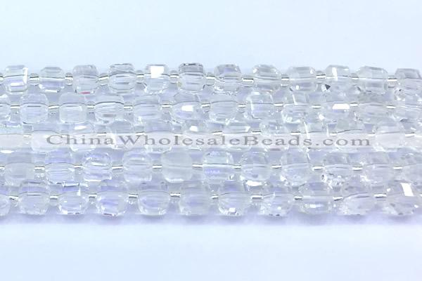 CCU1300 15 inches 9mm - 10mm faceted cube white crystal beads