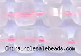 CCU1301 15 inches 9mm - 10mm faceted cube rose quartz beads