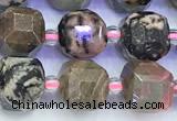 CCU1302 15 inches 9mm - 10mm faceted cube rhodonite beads