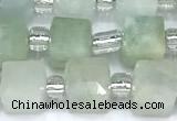 CCU1311 15 inches 7mm - 8mm faceted cube aquamarine beads