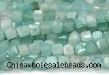 CCU1322 15 inches 2.5mm faceted cube amazonite beads