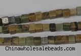 CCU20 15.5 inches 5*5mm cube serpentine jasper beads wholesale