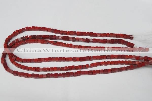 CCU21 15.5 inches 5*5mm cube red jasper beads wholesale