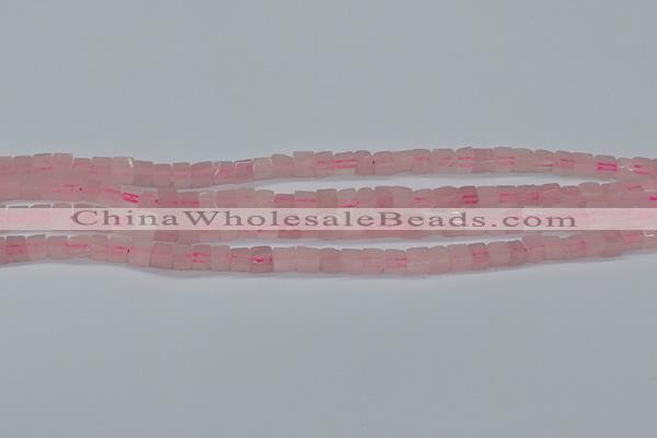 CCU300 15.5 inches 4*4mm cube rose quartz beads wholesale