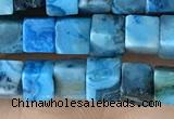 CCU453 15.5 inches 4*4mm cube blue crazy lace agate beads