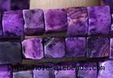 CCU454 15.5 inches 4*4mm cube purple crazy lace agate beads