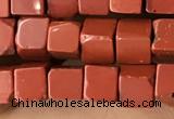 CCU456 15.5 inches 4*4mm cube red jasper beads wholesale