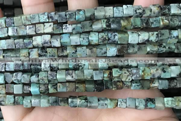 CCU461 15.5 inches 4*4mm cube African turquoise beads wholesale