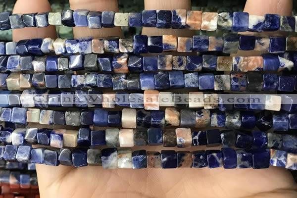 CCU463 15.5 inches 4*4mm cube sodalite gemstone beads wholesale