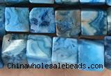 CCU483 15.5 inches 6*6mm cube blue crazy lace agate beads