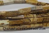 CCU507 15.5 inches 4*13mm cuboid picture jasper beads wholesale