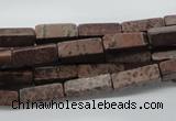 CCU508 15.5 inches 4*13mm cuboid red artistic jasper beads wholesale