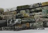 CCU521 15.5 inches 4*13mm cuboid moss agate beads wholesale