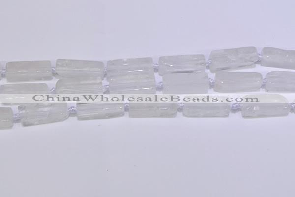 CCU600 15.5 inches 8*20mm - 10*30mm cuboid white crystal beads