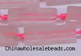 CCU603 15.5 inches 8*20mm - 10*30mm cuboid rose quartz beads