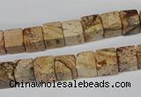 CCU65 15.5 inches 8*8mm cube picture jasper beads wholesale