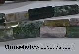 CCU713 15.5 inches 4*13mm cuboid moss agate beads wholesale