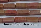 CCU717 15.5 inches 4*13mm cuboid pink wooden jasper beads wholesale