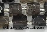 CCU752 15 inches 8*8mm faceted cube smoky quartz beads