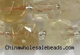 CCU755 15 inches 8*8mm faceted cube citrine beads