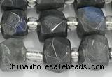 CCU764 15 inches 8*8mm faceted cube labradorite beads