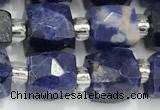 CCU766 15 inches 8*8mm faceted cube sodalite beads