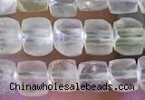 CCU802 15 inches 4mm faceted cube prehnite beads