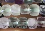 CCU804 15 inches 4mm faceted cube fluorite beads