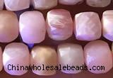 CCU807 15 inches 4mm faceted cube pink opal beads