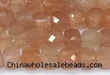 CCU849 15 inches 4mm faceted cube golden sunstone beads