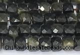 CCU852 15 inches 4mm faceted cube obsidian beads