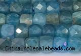 CCU853 15 inches 4mm faceted cube apatite beads