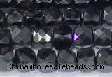 CCU855 15 inches 4mm faceted cube black spinel beads