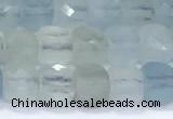 CCU860 15 inches 6mm faceted cube aquamarine beads