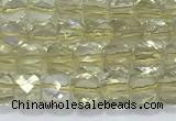 CCU861 15 inches 6mm faceted cube lemon quartz beads