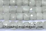 CCU870 15 inches 4mm faceted cube white moonstone beads