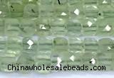 CCU876 15 inches 4mm faceted cube prehnite beads