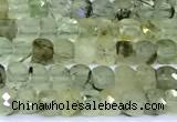 CCU878 15 inches 4mm faceted cube prehnite beads