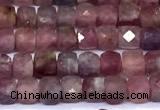 CCU889 15 inches 4mm faceted cube tourmaline beads