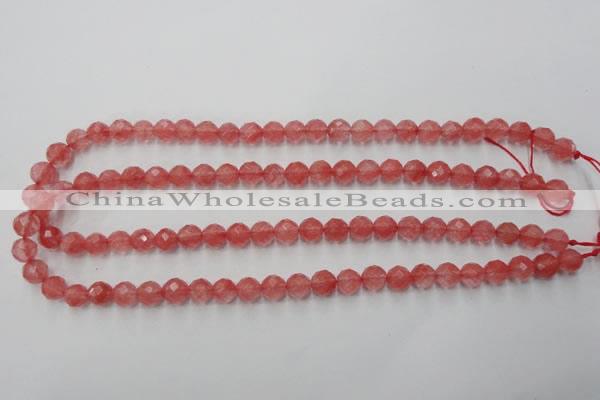 CCY112 15.5 inches 8mm faceted round cherry quartz beads wholesale