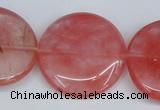 CCY155 15.5 inches 30mm flat round cherry quartz beads wholesale