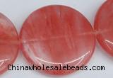 CCY156 15.5 inches 35mm flat round cherry quartz beads wholesale