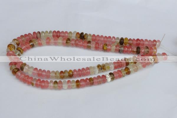 CCY205 15.5 inches 6*10mm faceted rondelle volcano cherry quartz beads