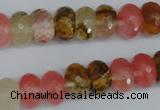 CCY206 15.5 inches 8*12mm faceted rondelle volcano cherry quartz beads