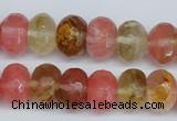 CCY207 15.5 inches 10*14mm faceted rondelle volcano cherry quartz beads