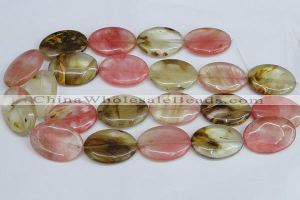 CCY221 15.5 inches 25*35mm oval volcano cherry quartz beads