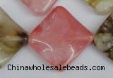 CCY227 15.5 inches 26*26mm wavy diamond volcano cherry quartz beads