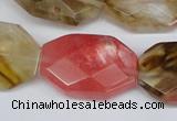 CCY231 15.5 inches 20*30mm faceted octagonal volcano cherry quartz beads